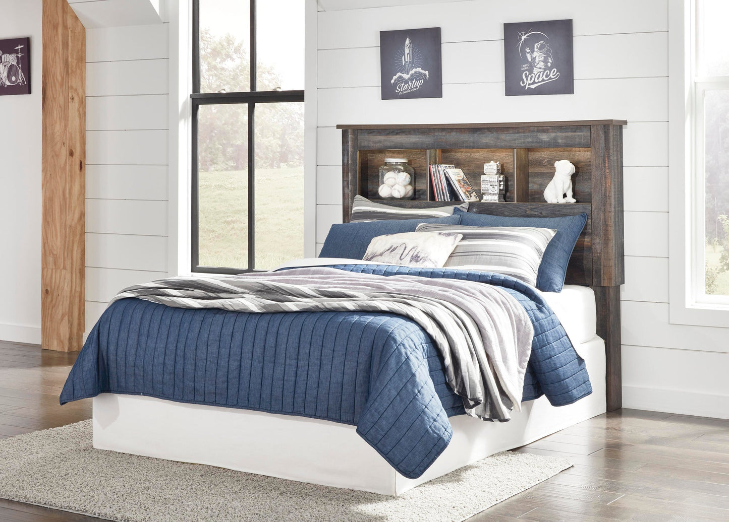 Drystan Full Bookcase Headboard, Dresser, Mirror, Chest and Nightstand