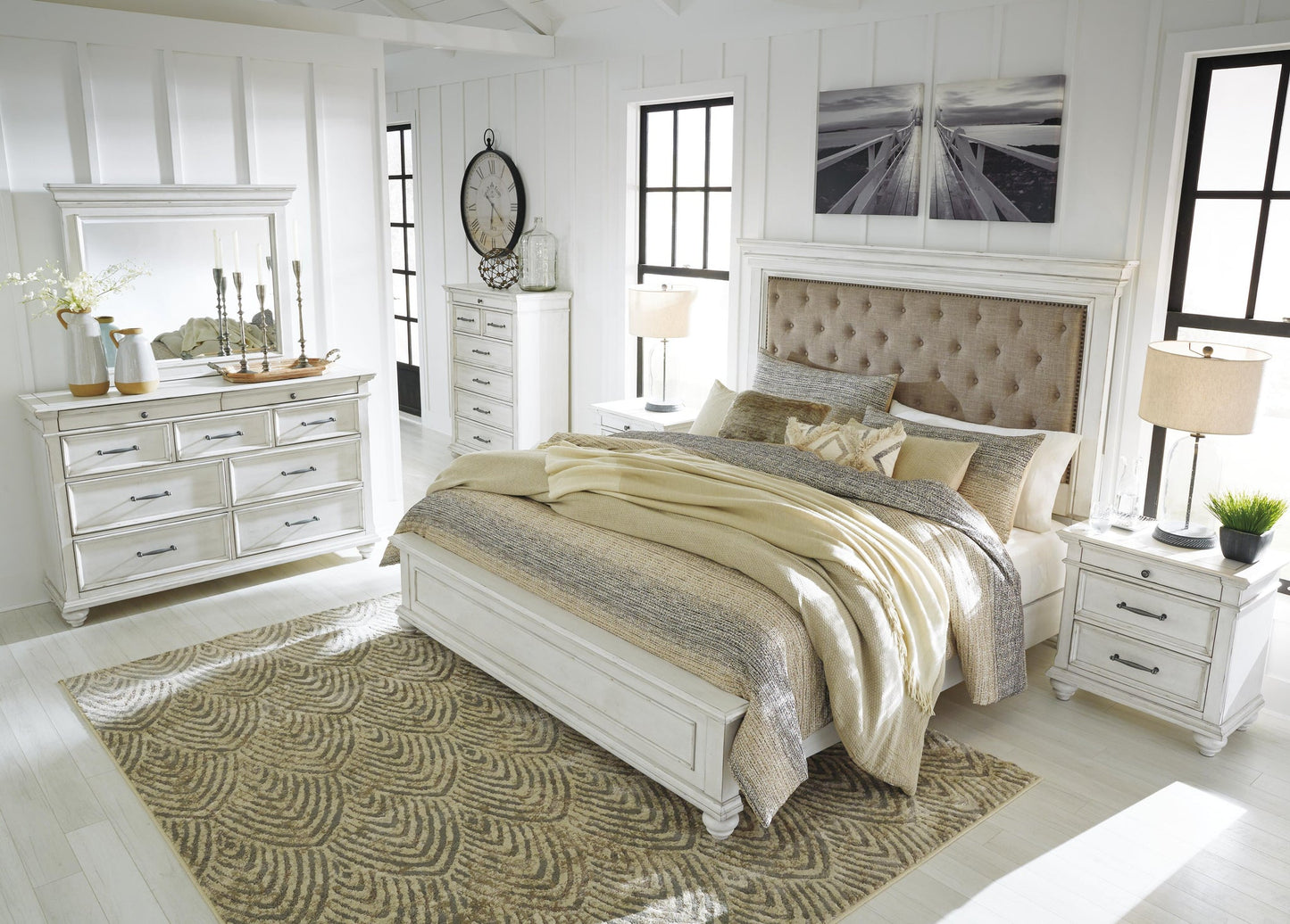 Kanwyn Queen Panel Bed, Dresser and Mirror