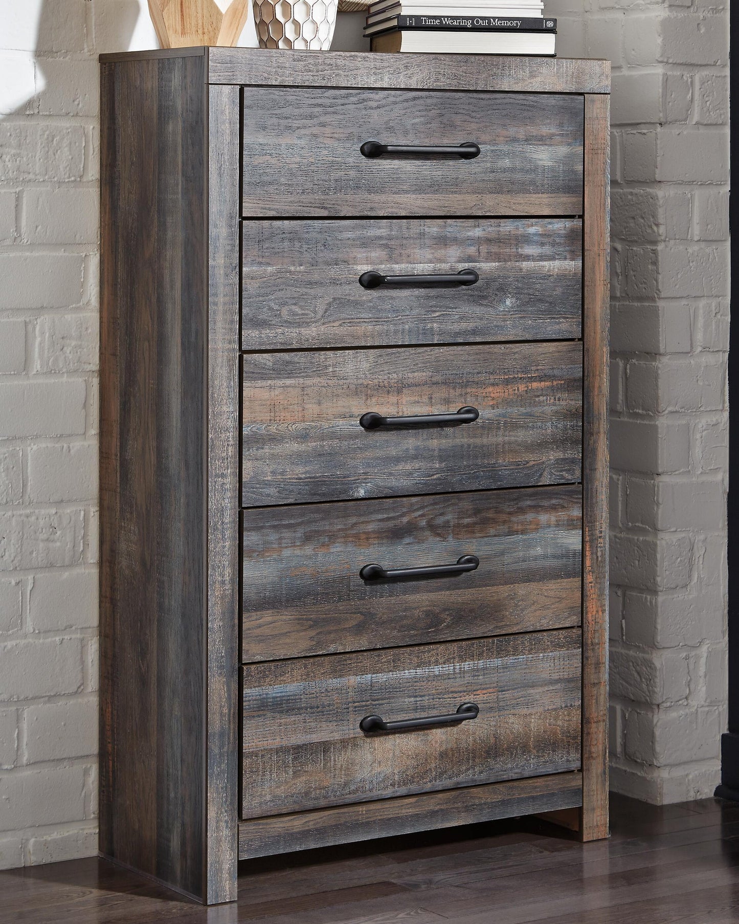 Drystan Twin Panel Bed with 4 Storage Drawers, Dresser, Mirror, Chest and Nightstand