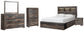 Drystan Queen Bookcase Bed with 2 Storage Drawers, Dresser, Mirror, Chest and Nightstand