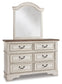 Realyn Full Panel Bed with Mirrored Dresser, Chest and Nightstand