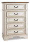 Realyn Full Panel Bed with Mirrored Dresser, Chest and Nightstand