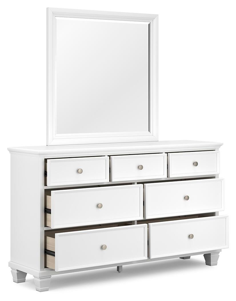 Fortman Twin Panel Bed with Mirrored Dresser