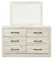Cambeck King Panel Bed with 2 Storage Drawers with Mirrored Dresser and Nightstand