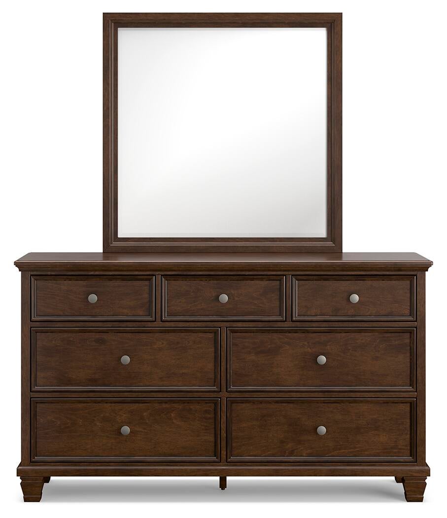 Danabrin Full Panel Bed with Mirrored Dresser, Chest and Nightstand