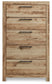 Hyanna Queen Panel Bed with 2 Side Storage, Dresser, Mirror, Chest and Nightstand