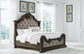Maylee California King Upholstered Bed with Mirrored Dresser and Nightstand