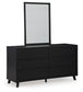 Danziar Queen Panel Bed with Mirrored Dresser