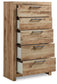 Hyanna Twin Panel Bed with 1 Side Storage, Dresser, Mirror, Chest and Nightstand