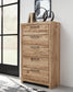 Hyanna Twin Panel Bed with 1 Side Storage, Dresser, Mirror, Chest and Nightstand