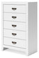 Binterglen California King Panel Bed, Dresser, Mirror, Chest and Nightstand