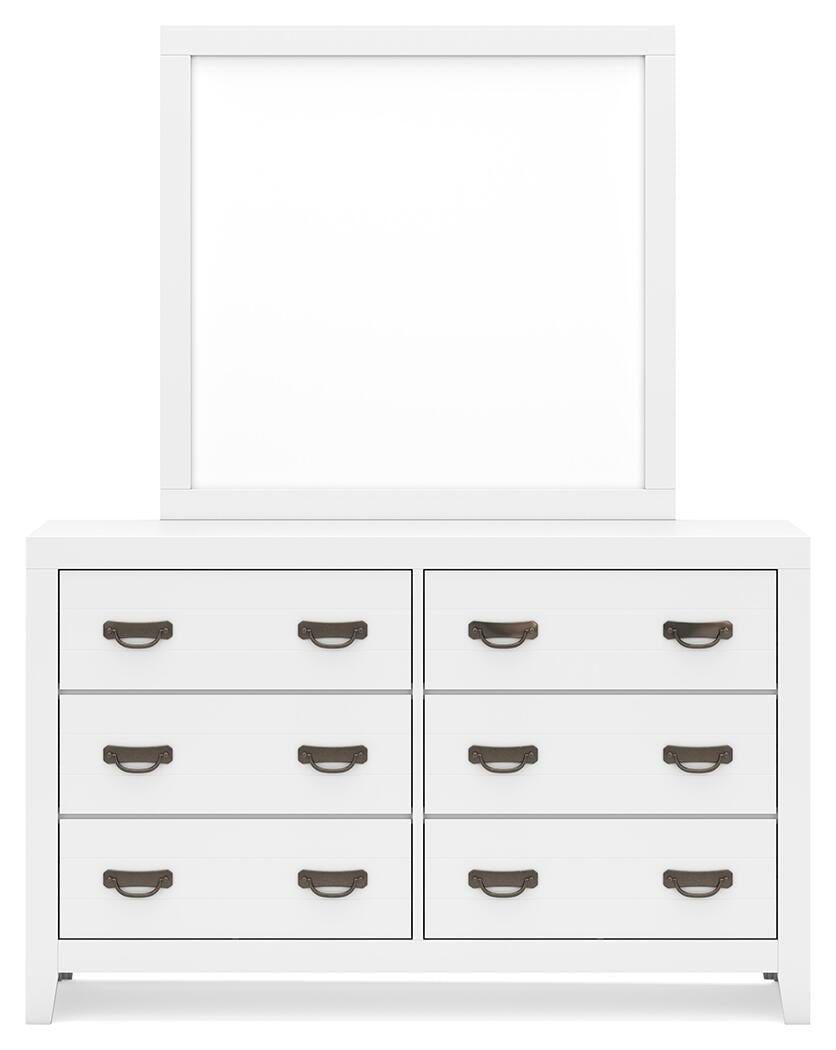Binterglen California King Panel Bed with Mirrored Dresser