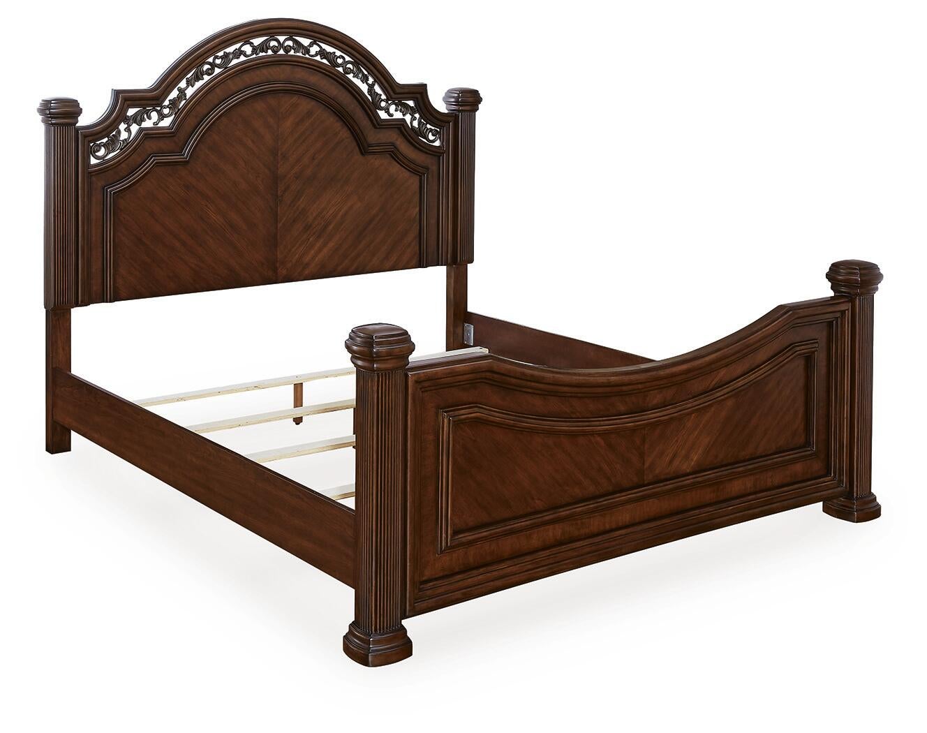 Lavinton King Poster Bed with Mirrored Dresser and Nightstand