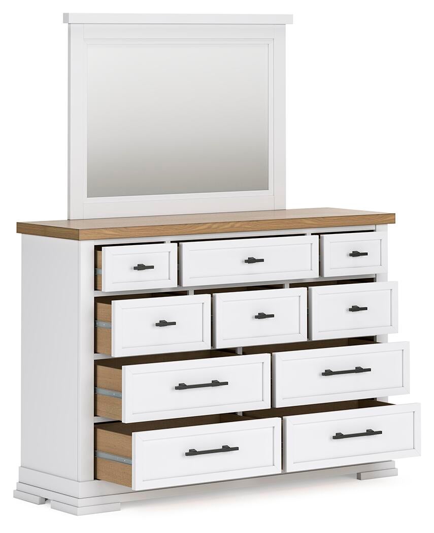 Ashbryn King Panel Storage Bed, Dresser, Mirror and Nightstand