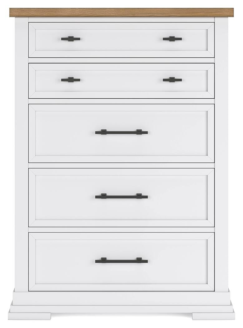 Ashbryn California King Panel Storage Bed, Dresser, Mirror, Chest and Nightstand