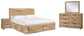 Hyanna Queen Panel Storage Bed with 1 Under Bed Storage Drawer, Dresser, Mirror and Nightstand