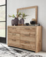 Hyanna King Panel Storage Bed with 1 Under Bed Storage Drawer, Dresser, Mirror and Nightstand