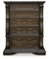 Maylee Queen Upholstered Bed, Dresser, Mirror, Chest and Nightstand