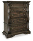 Maylee Queen Upholstered Bed, Dresser, Mirror, Chest and Nightstand