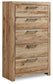 Hyanna Full Panel Bed with 1 Side Storage, Dresser, Mirror, Chest and Nightstand