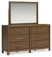 Cabalynn California King Panel Bed with Storage with Mirrored Dresser, Chest and Nightstand