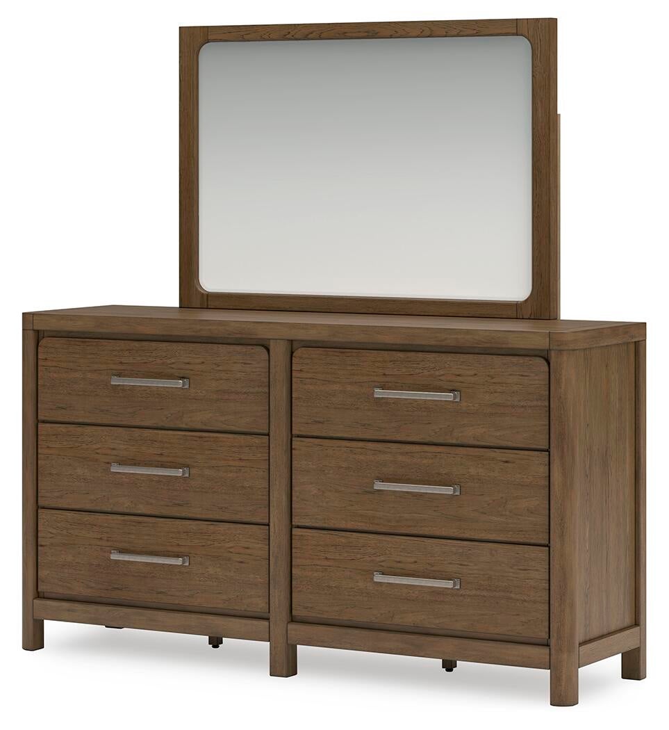 Cabalynn California King Panel Bed with Storage with Mirrored Dresser, Chest and Nightstand