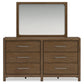 Cabalynn California King Panel Bed with Storage with Mirrored Dresser