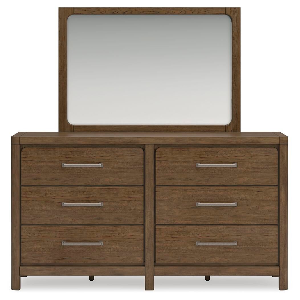 Cabalynn King Panel Bed with Storage with Mirrored Dresser