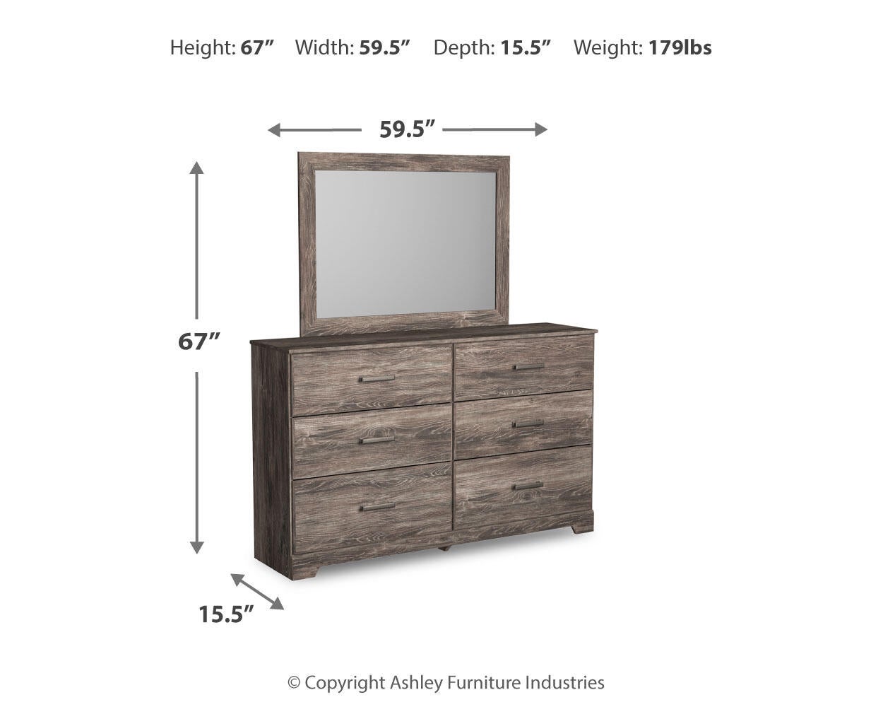 Ralinksi Twin Panel Bed with Mirrored Dresser