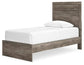 Ralinksi Twin Panel Bed with Mirrored Dresser, Chest and Nightstand
