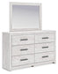 Cayboni King Panel Bed with Mirrored Dresser and Nightstand