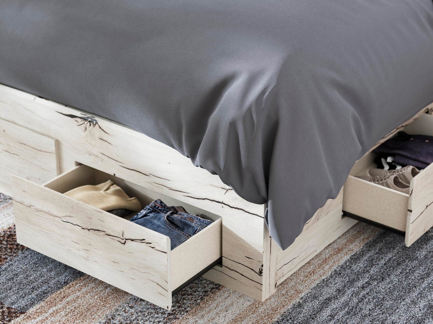 Lawroy Queen Panel Storage Bed, Dresser, Mirror, Chest and Nightstand
