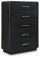 Rowanbeck King Upholstered Panel Bed, Dresser, Mirror, Chest and Nightstand