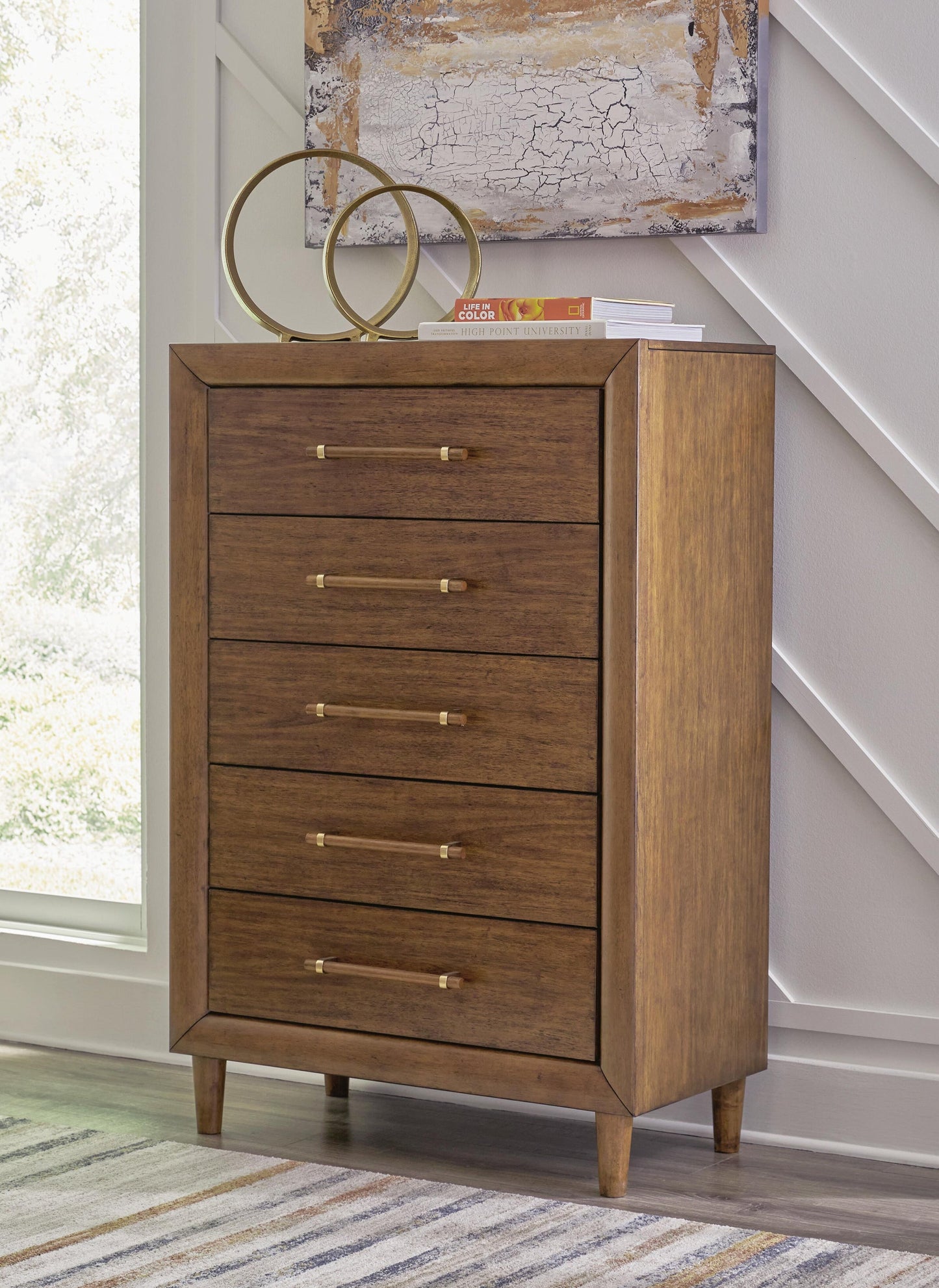 Lyncott King Upholstered Bed, Dresser, Mirror, Chest and Nightstand
