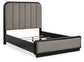 Rowanbeck Queen Upholstered Panel Bed with Mirrored Dresser