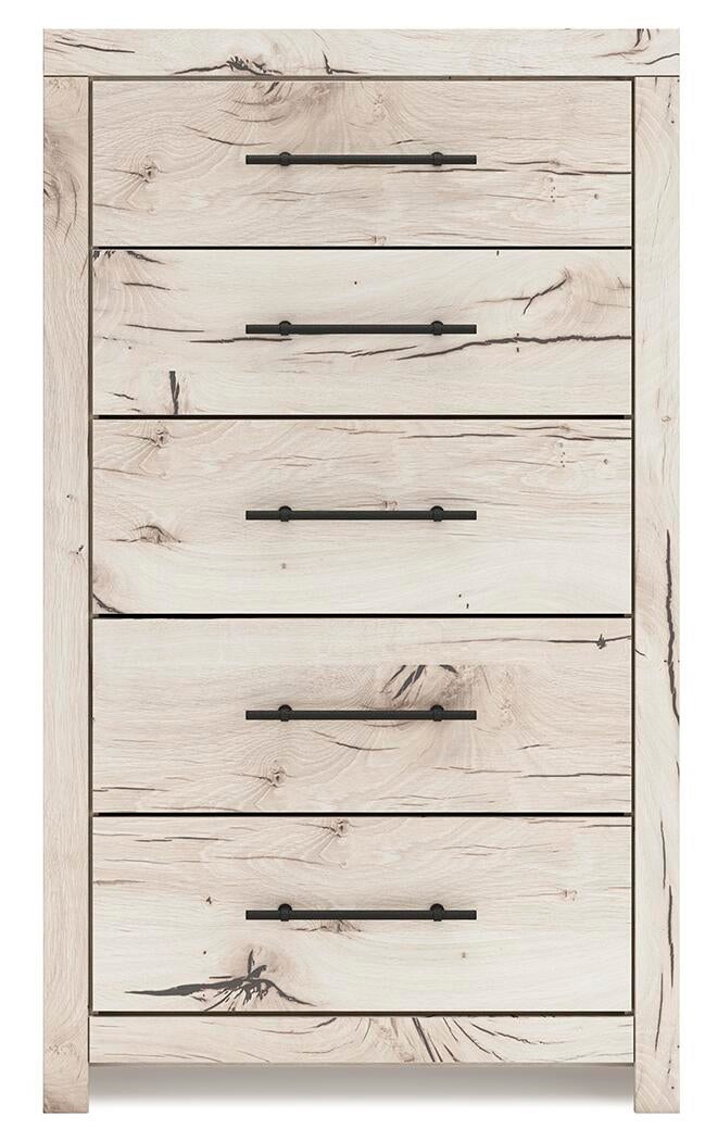 Lawroy Queen Panel Bed with Storage, Dresser, Mirror, Chest and Nightstand