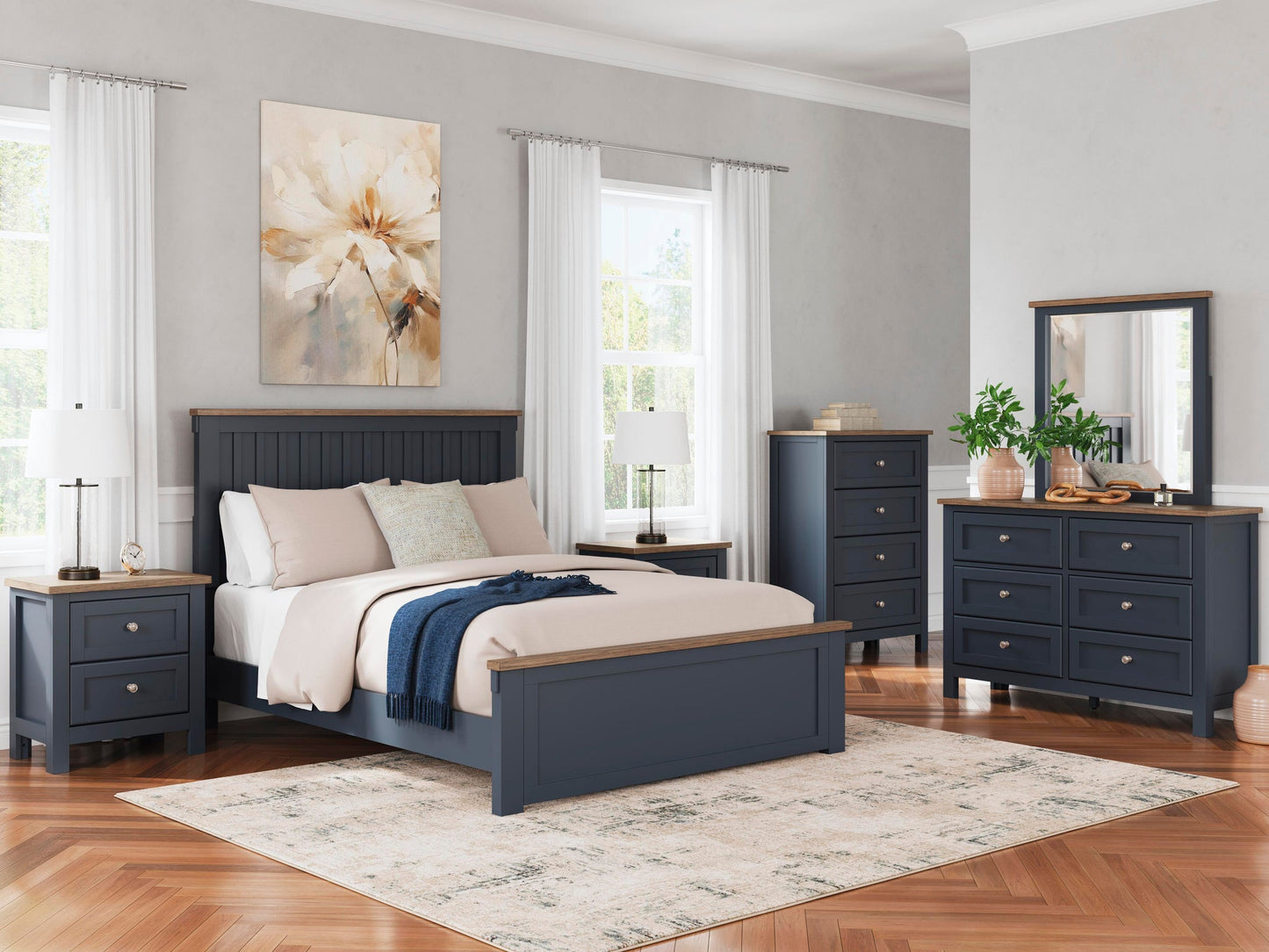 Landocken Queen Panel Bed, Dresser, Mirror and Nightstand