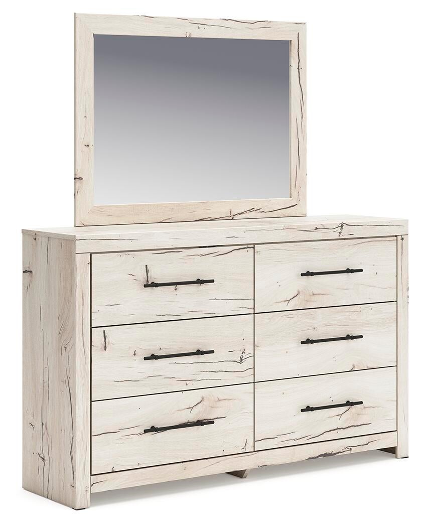 Lawroy Twin Panel Bed with Storage, Dresser, Mirror, Chest and Nightstand
