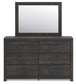 Delmorta Twin Panel Bed with Storage, Dresser, Mirror, Chest and Nightstand