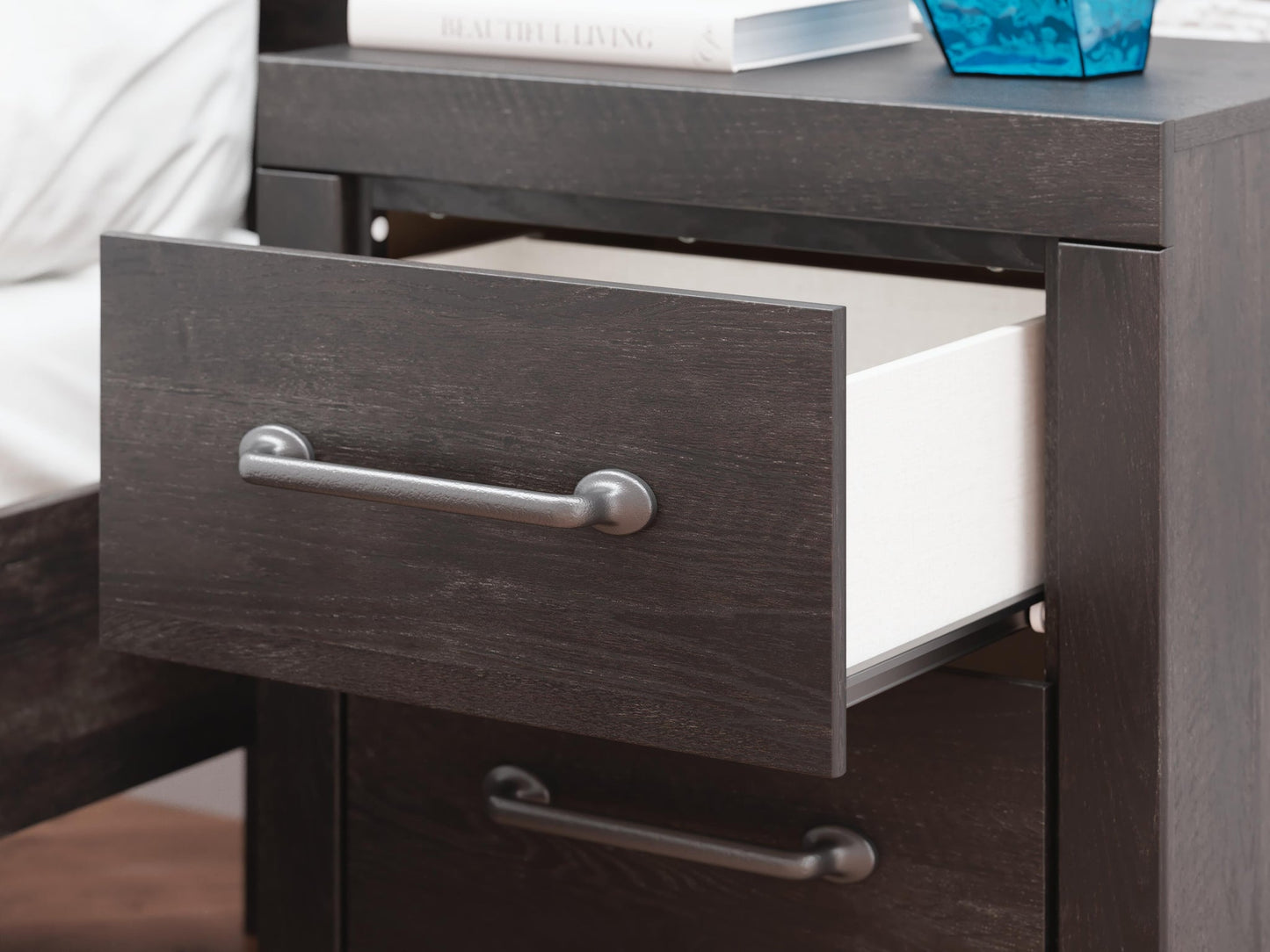 Delmorta Twin Panel Bed with Storage, Dresser, Mirror, Chest and Nightstand