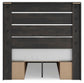Delmorta Full Panel Bed with Storage, Dresser and Mirror