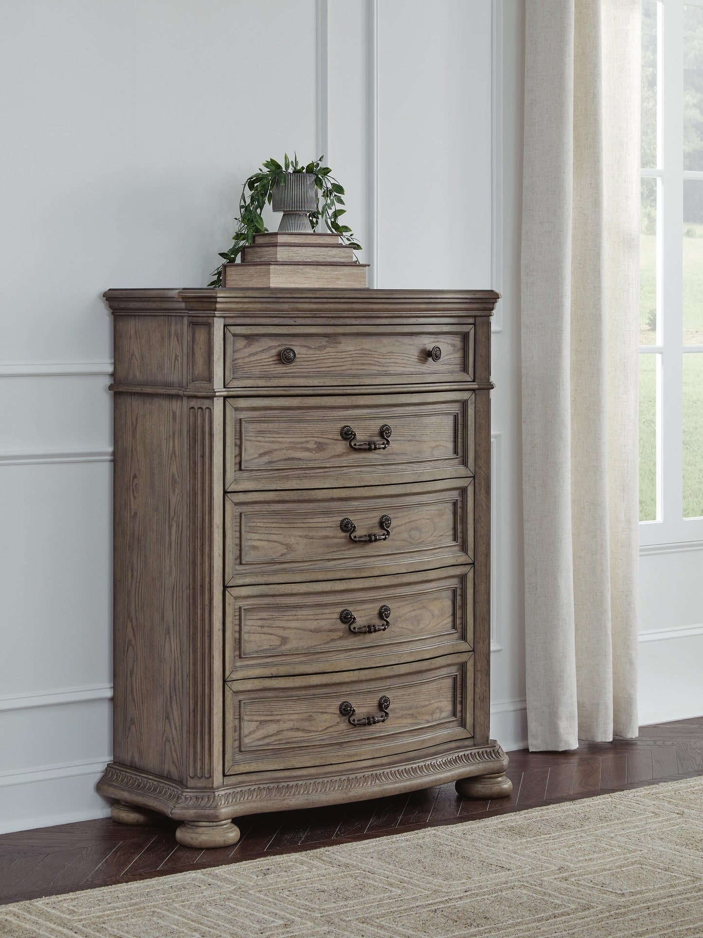 Ardenfield Queen Upholstered Sleigh Bed, Dresser, Mirror, Chest and Nightstand