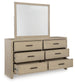 Calmoro California King Bookcase Bed with Mirrored Dresser