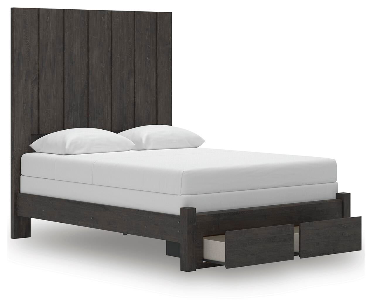 Parlayon Queen Panel Storage Bed, Dresser, Mirror and Nightstand