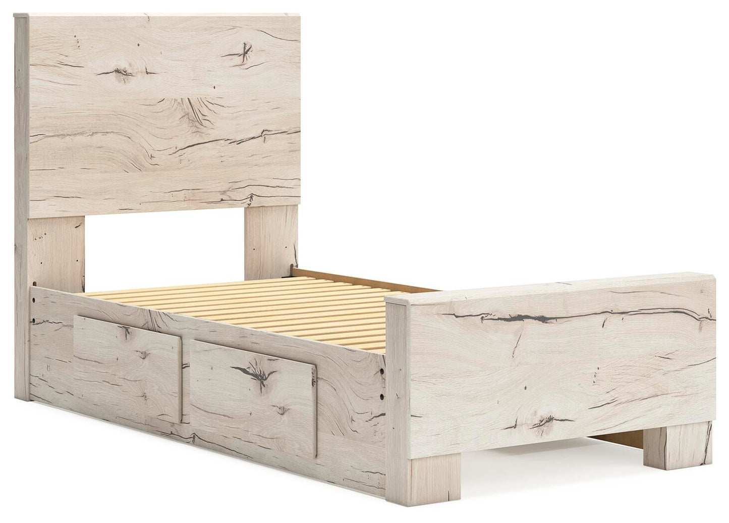 Lawroy Twin Panel Bed with Storage, Dresser, Mirror and Nightstand