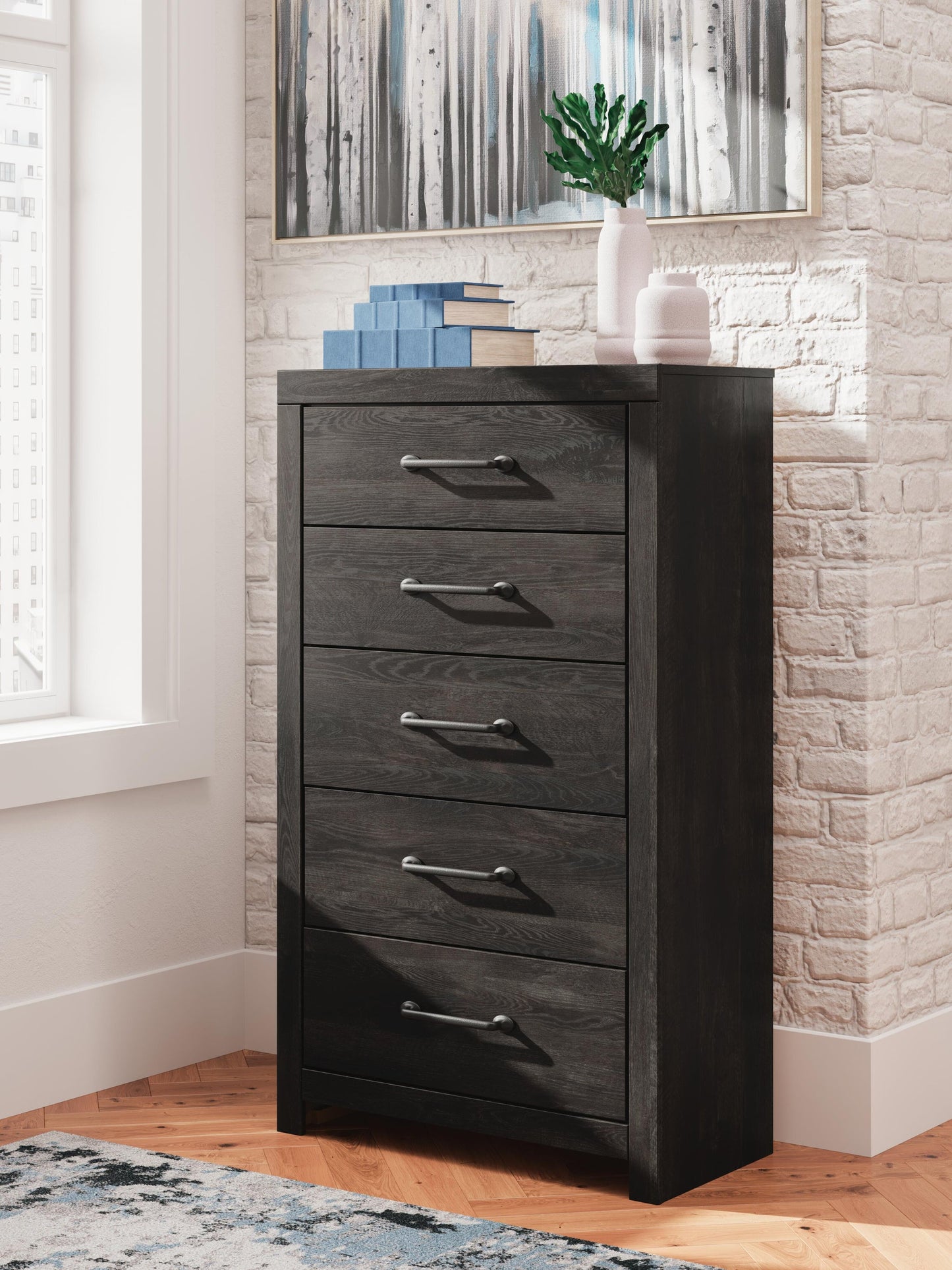 Delmorta Twin Panel Bed, Dresser, Mirror, Chest and Nightstand