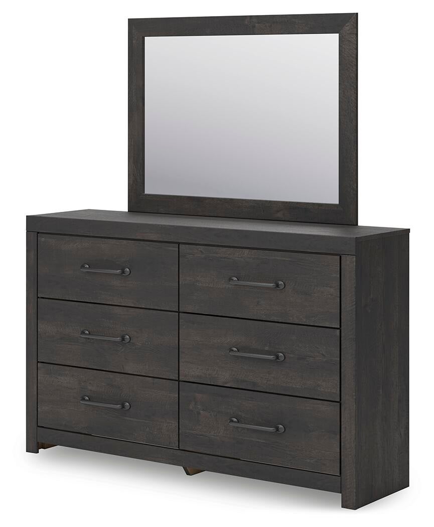 Delmorta Full Panel Bed, Dresser, Mirror and Nightstand