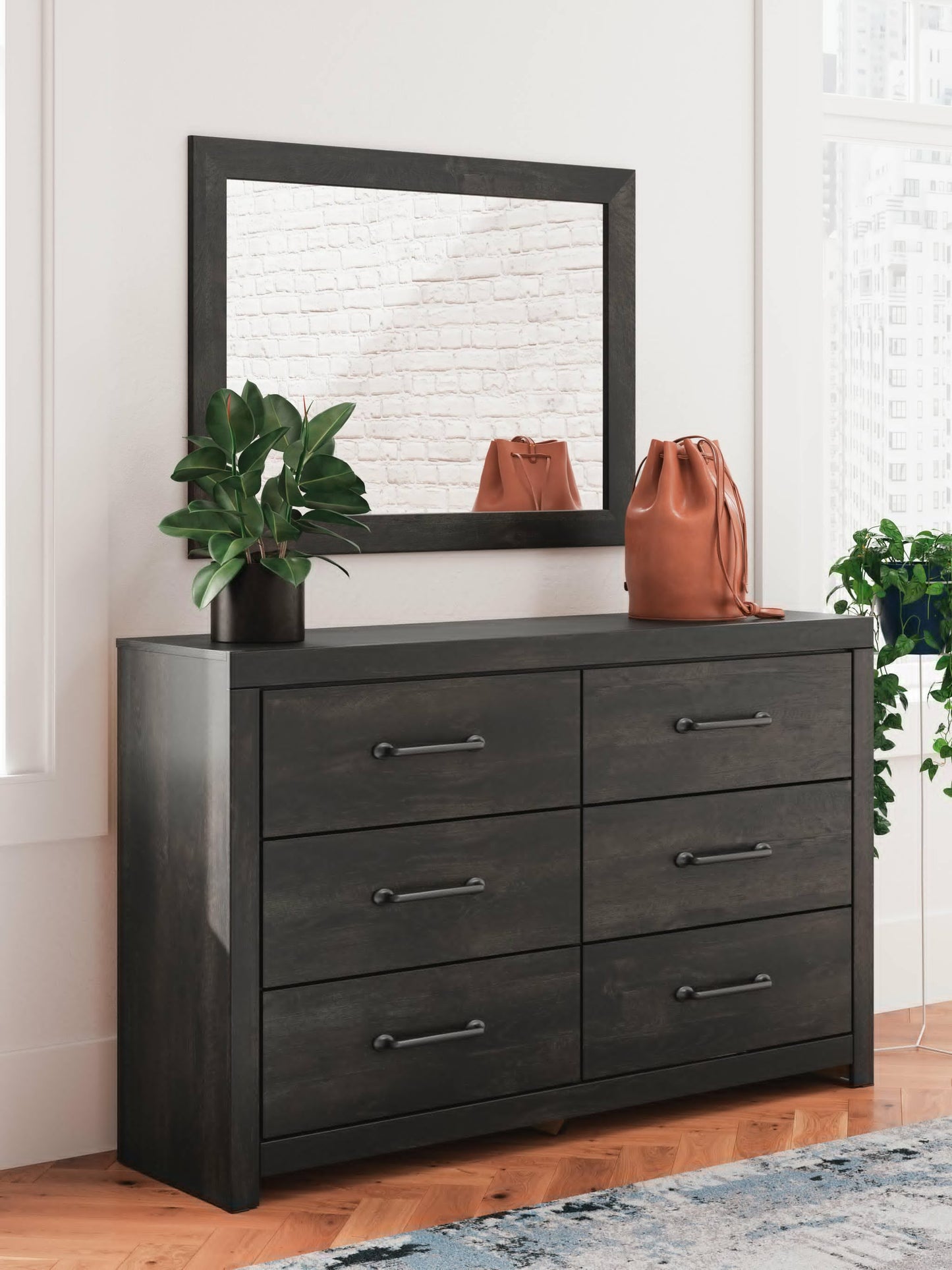 Delmorta Full Panel Bed, Dresser, Mirror and Nightstand