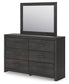 Delmorta Queen Panel Bed, Dresser, Mirror, Chest and Nightstand