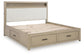 Calmoro King Bookcase Bed with Mirrored Dresser and Nightstand